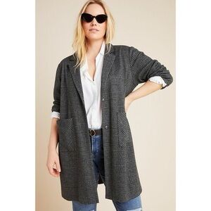 Anthropologie Harlan Graham longline plaid blazer gray coat jacket
